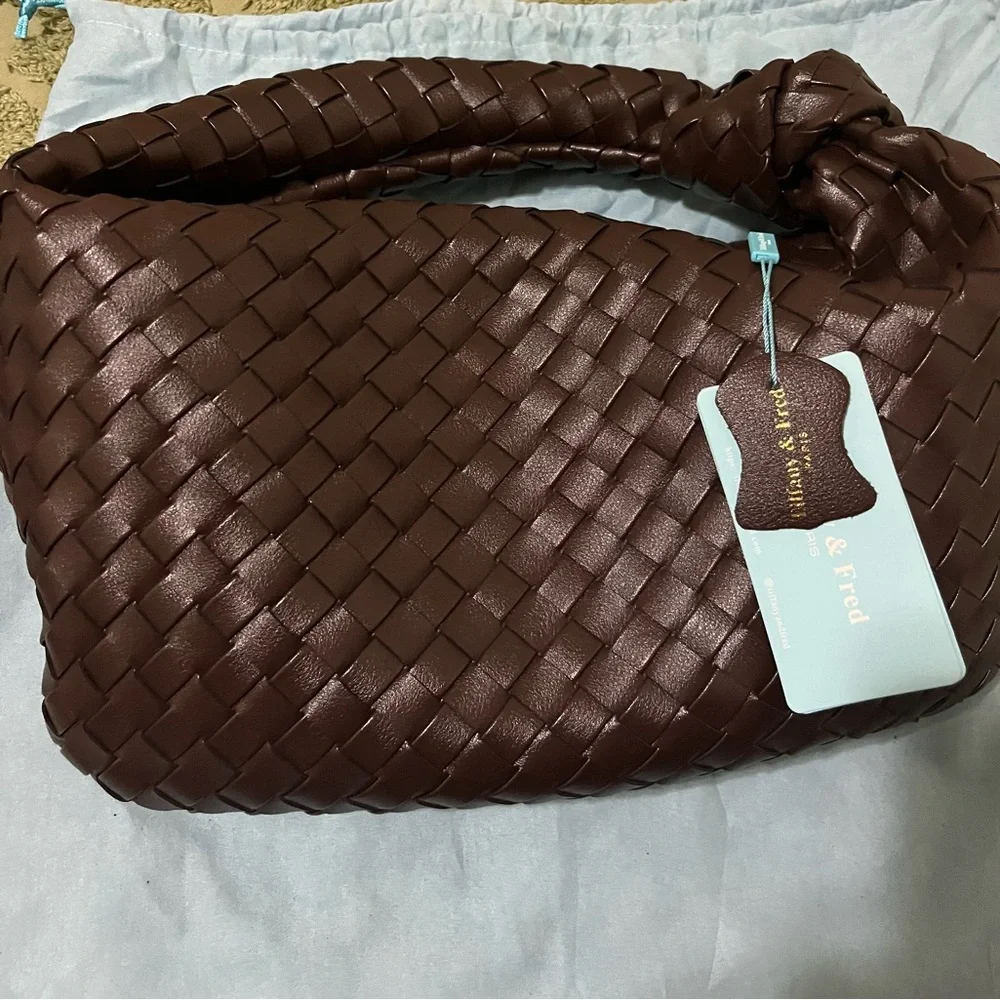 Plaited Hobo Shoulder Bag - Chocolate Brown - Picture 3 of 5